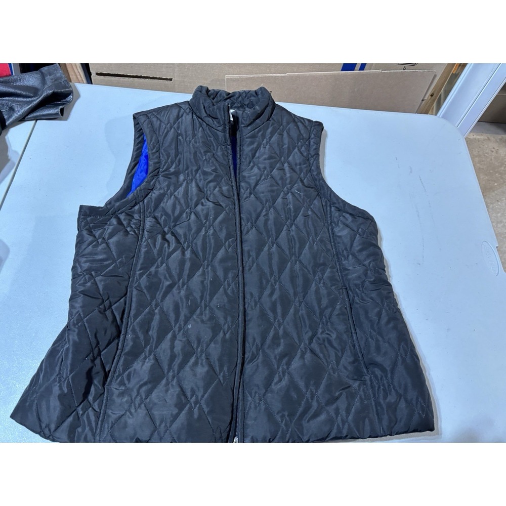Croft & Barrow Women's Black Full Zip Mock Neck Quilted Sleeveless‎ Vest XL